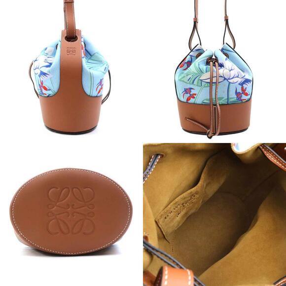 Loewe Handbags - Loewe brown Paulas canvas balloon bag leather collaboration blue Ibiza